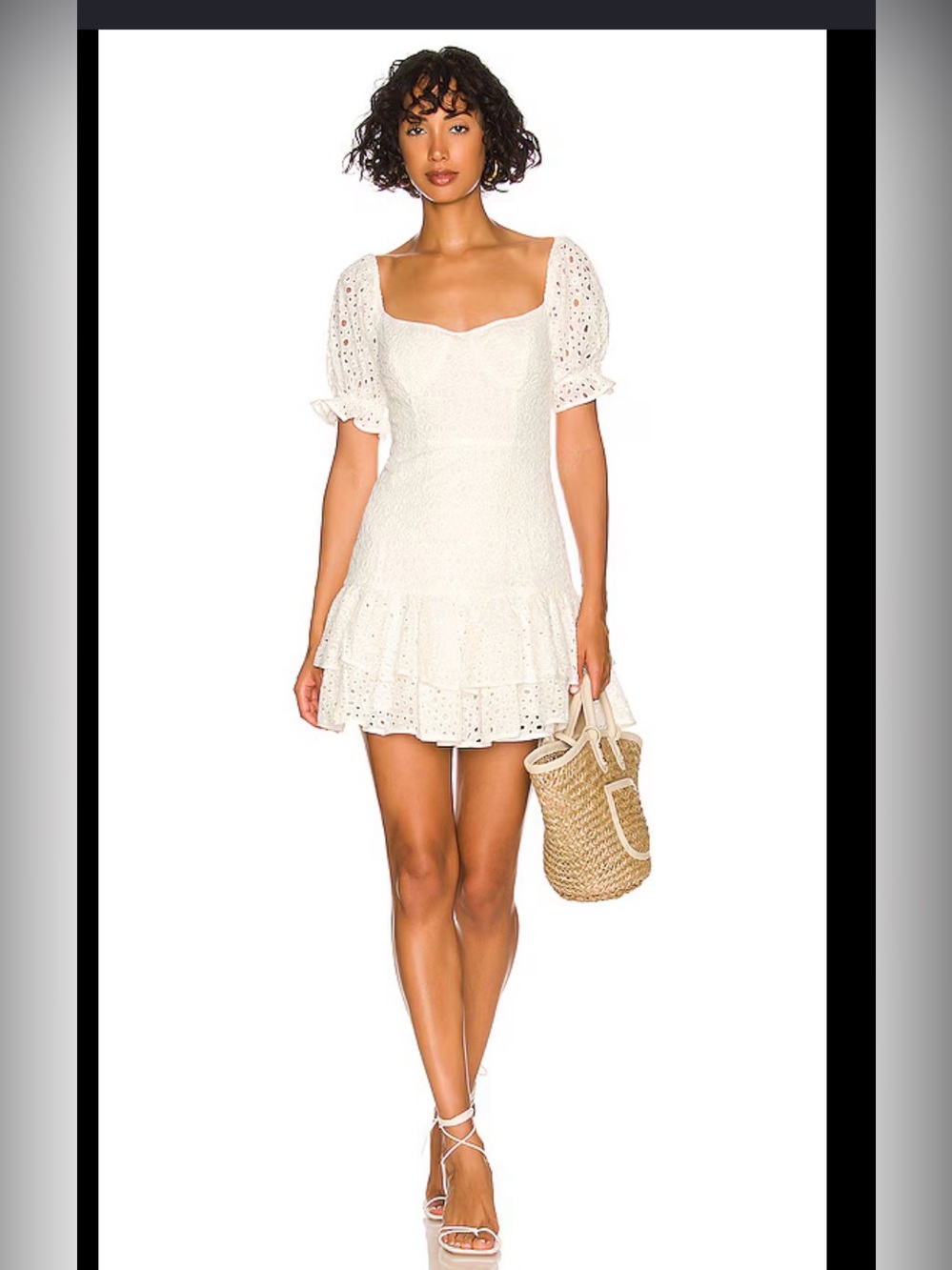 ASTR The label  Eyelet Puff-Sleeve Mini Dress